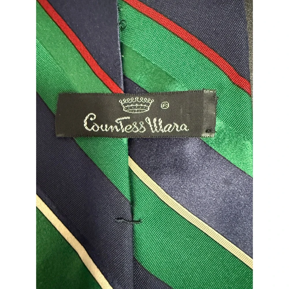 Countess Mara Sistine Silk Mens Vintage Ties Striped Crown Logo Retro Preppy